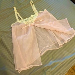 1950s sheer blush camisole with lace detail